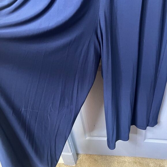 Adrianna Papell Navy Blue Sleeveless Formal Pantsuit Cascade Draped Plus SZ 20W - Picture 7 of 13